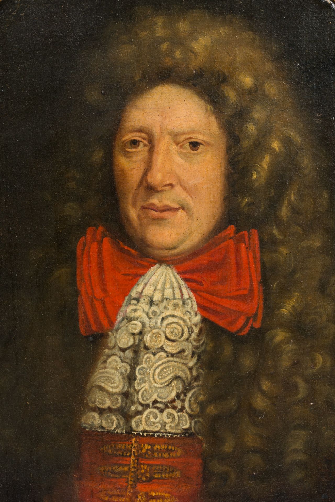 Flemish school: Portrait of a gentleman and a lady, oil on canvas, ca. 1700 - Image 3 of 4