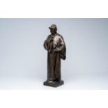 Affortunato Gory (act. 1895-1925): Dante Alighieri, brown patinated bronze, foundry mark Vojave Brus