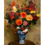 French school, monogrammed G.B.: Still life of flowers, oil on canvas, 19th/20th C.