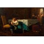 Alfred Thompson (19th C.): Troubadour Scene, oil on canvas, dated (18)64