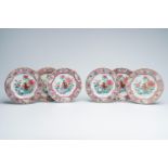 Six Chinese famille rose and French Samson famille rose style plates with ducks and floral design, 1