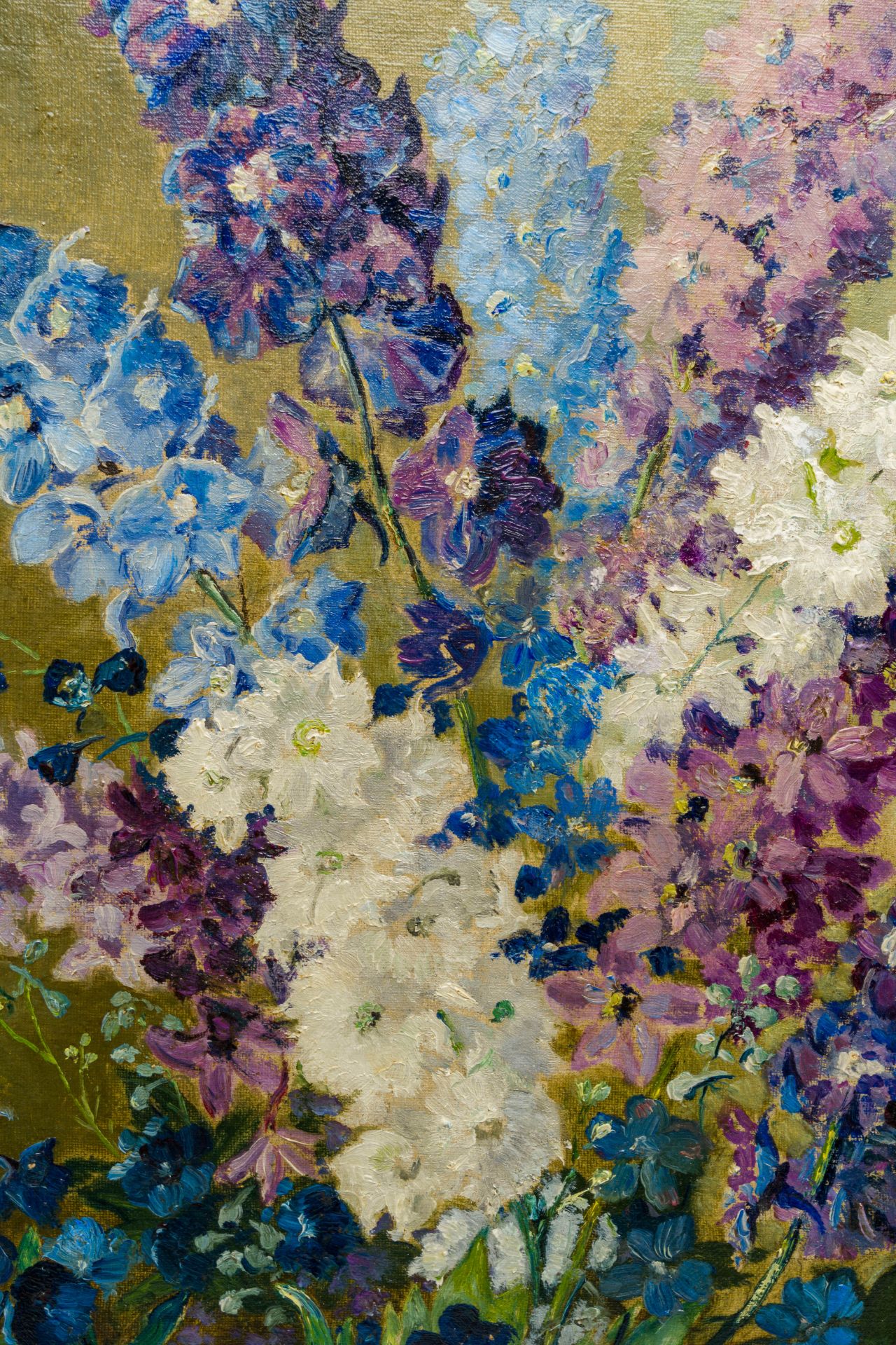 Anna De Weert (1867-1950): Delphinium, oil on canvas - Image 5 of 6