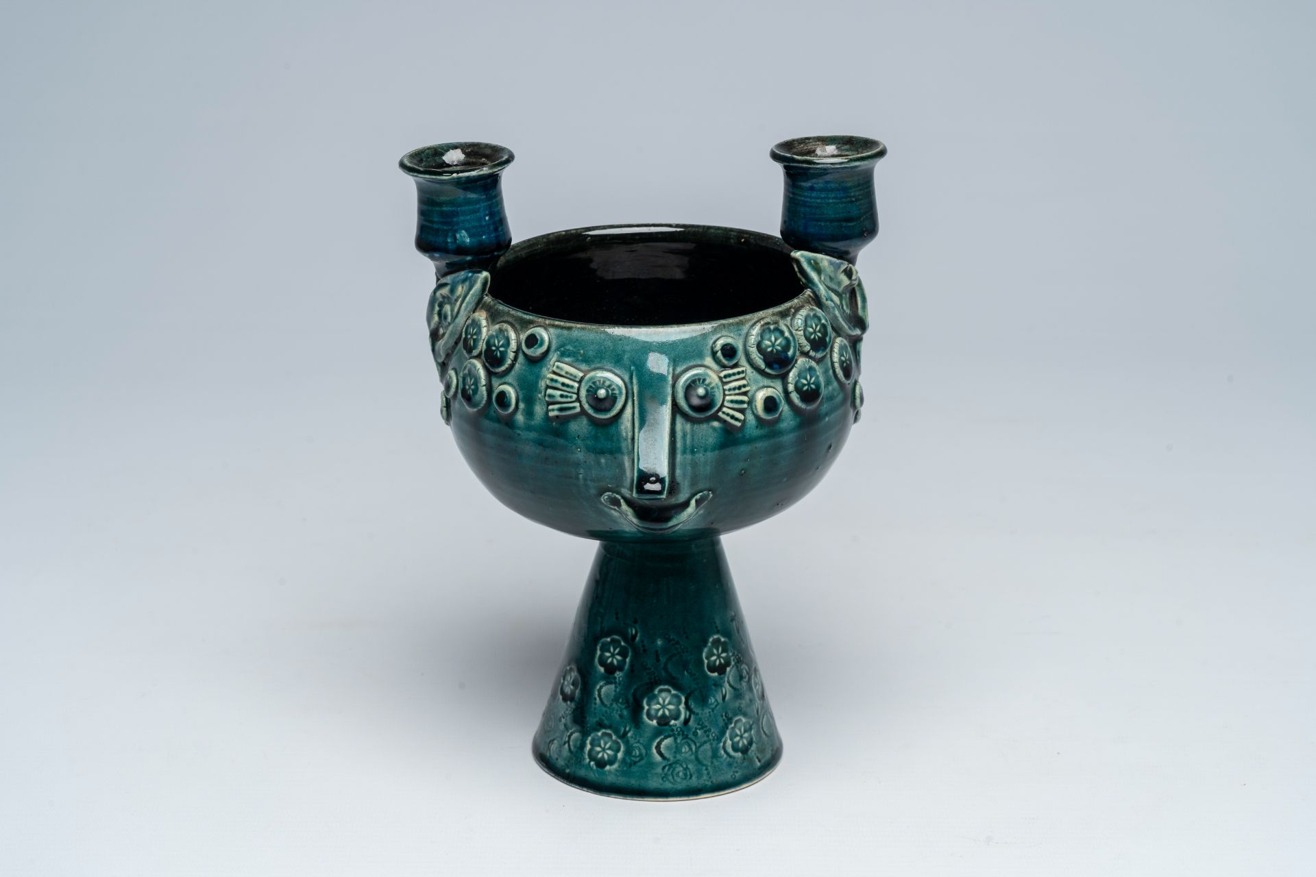 BjÃ¶rn Wiinblad (1918-2006): A Rosenthal turquoise glazed centrepiece in the shape of a bowl on foot