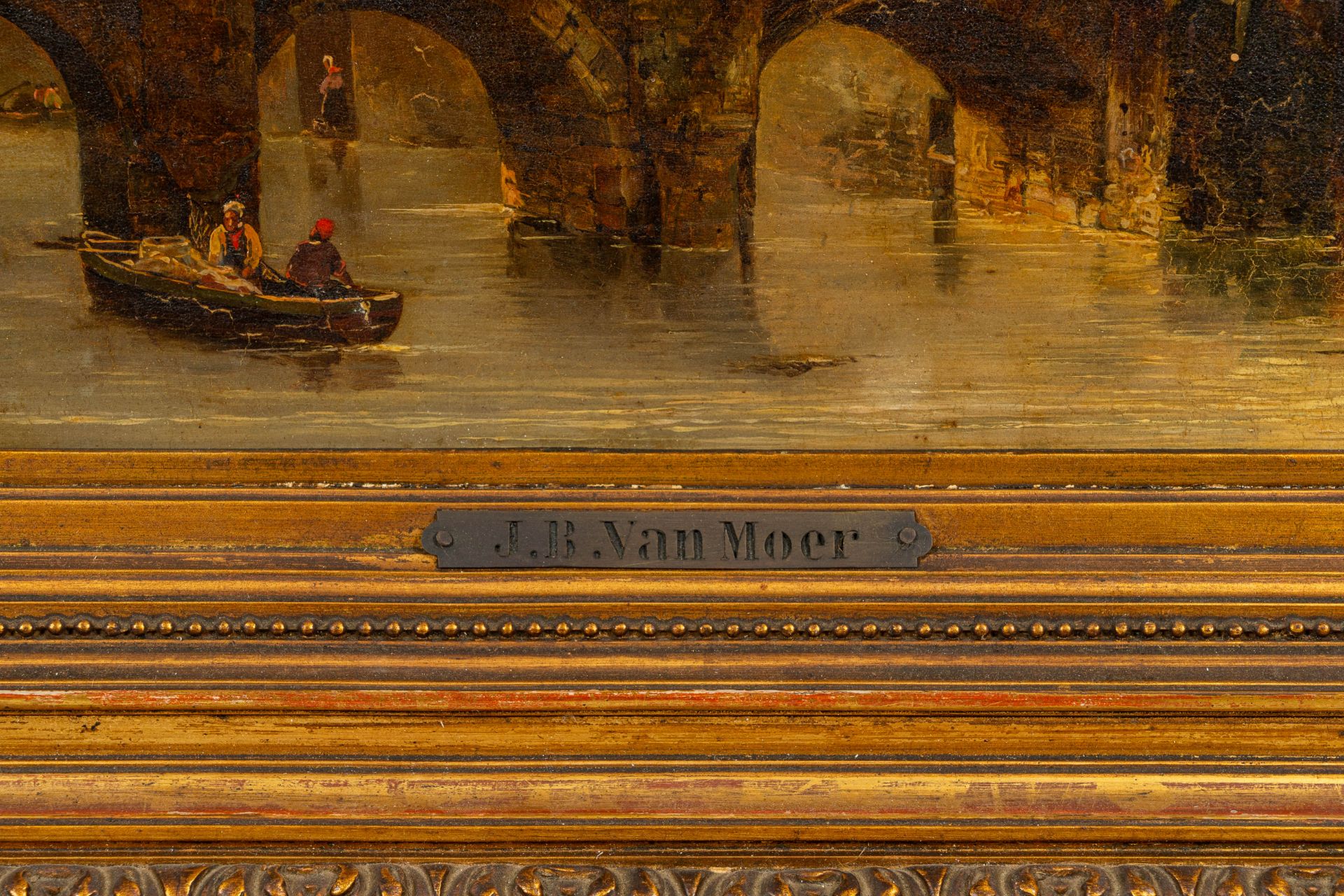 Belgian school, attributed to Jean Baptiste Van Moer (1819-1884): Animated Ghent city view - Image 5 of 6