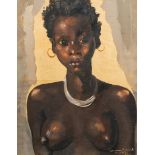 ClÃ©ment Serneels (1912-1991): Portrait of an African beauty, oil on board, Kisenyi, dated 1934