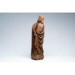 A French carved wood figure of John the Baptist with traces of polychromy, ca. 1500