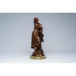 Adrien Etienne Gaudez (1845-1902): 'Mignon', brown patinated bronze on a green onyx marble base