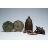 Six Chinese and Asian bronze and metal objects, probably Song and later