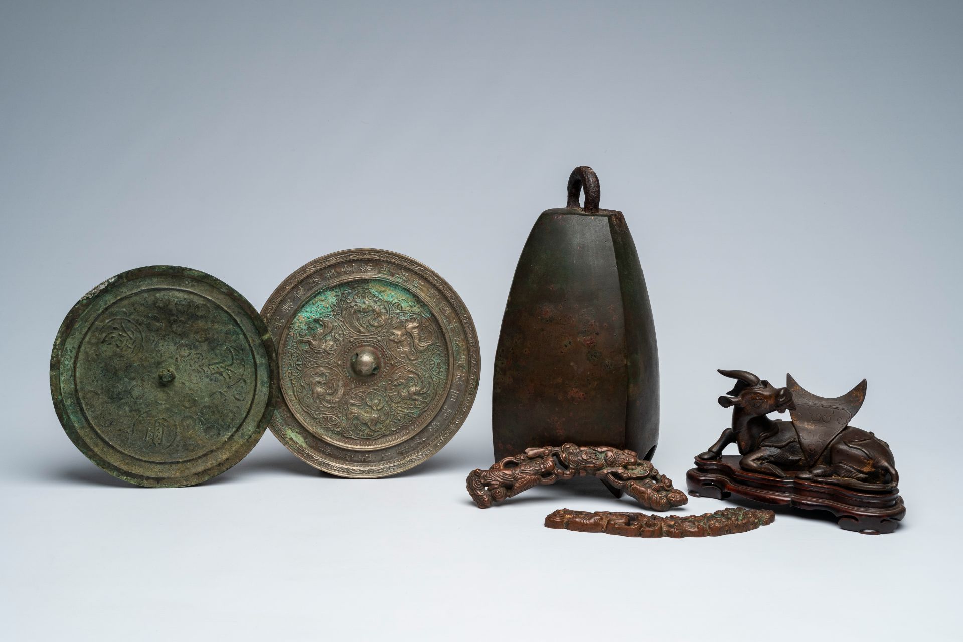 Six Chinese and Asian bronze and metal objects, probably Song and later