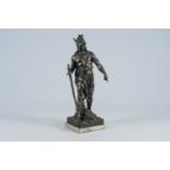 Emile Louis Picault (1833-1915): 'Vincere aut mori', bronze patinated metal on a marble base