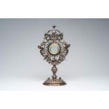 An impressive Baroque revival crowned silver reliquary with putti, 19th C