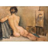 Belgian school, in the manner of Jean-LÃ©on Gouweloos (1868-1943): Reclining nude, oil on canvas, 20