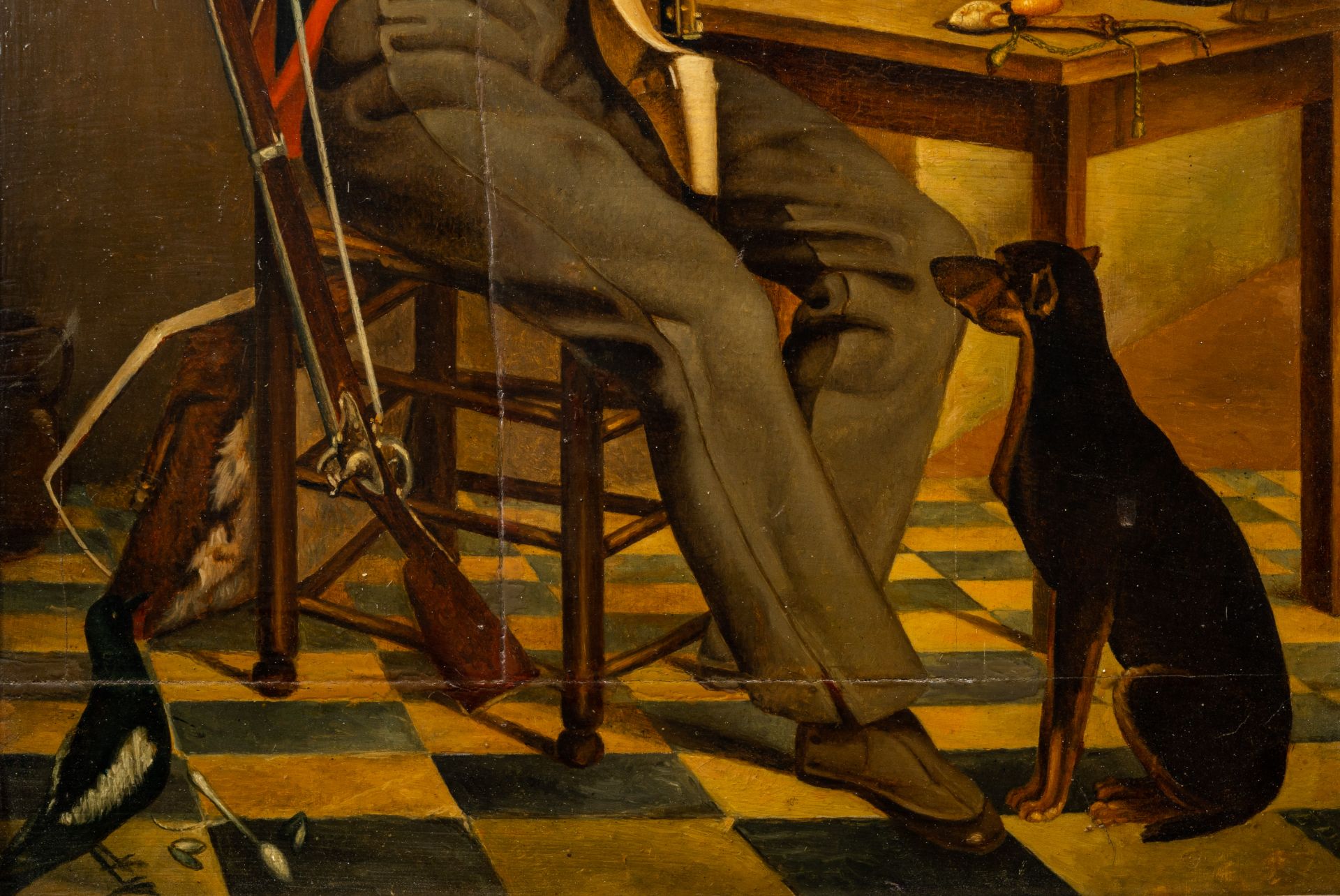 Edouard Charles Dons (Baron de Lovendeghem, 1798-1869): Soldier on watch with his four-legged friend - Image 7 of 7