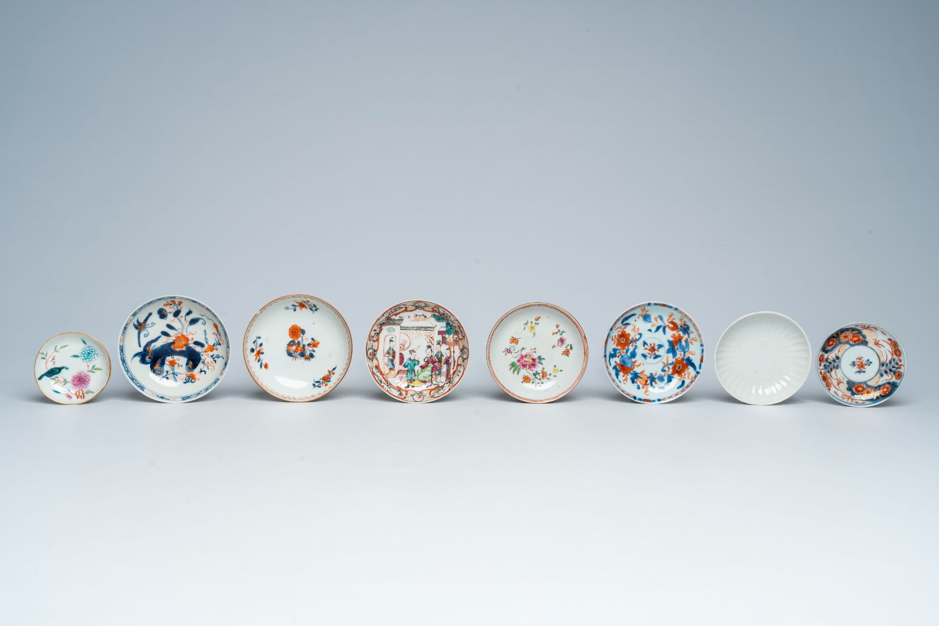 A varied collection of Chinese cups and saucers with various designs, 18th C. and later - Image 10 of 11