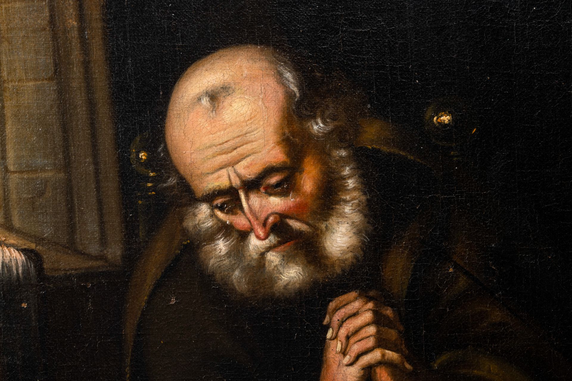 Eastern European school: Saint Jerome in his study, oil on canvas, first half 18th C. - Image 4 of 5