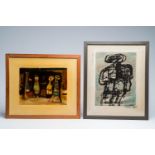 Willem Van Hecke (1893-1976): Two compositions, oil on paper and board, dated 1954 and 1965