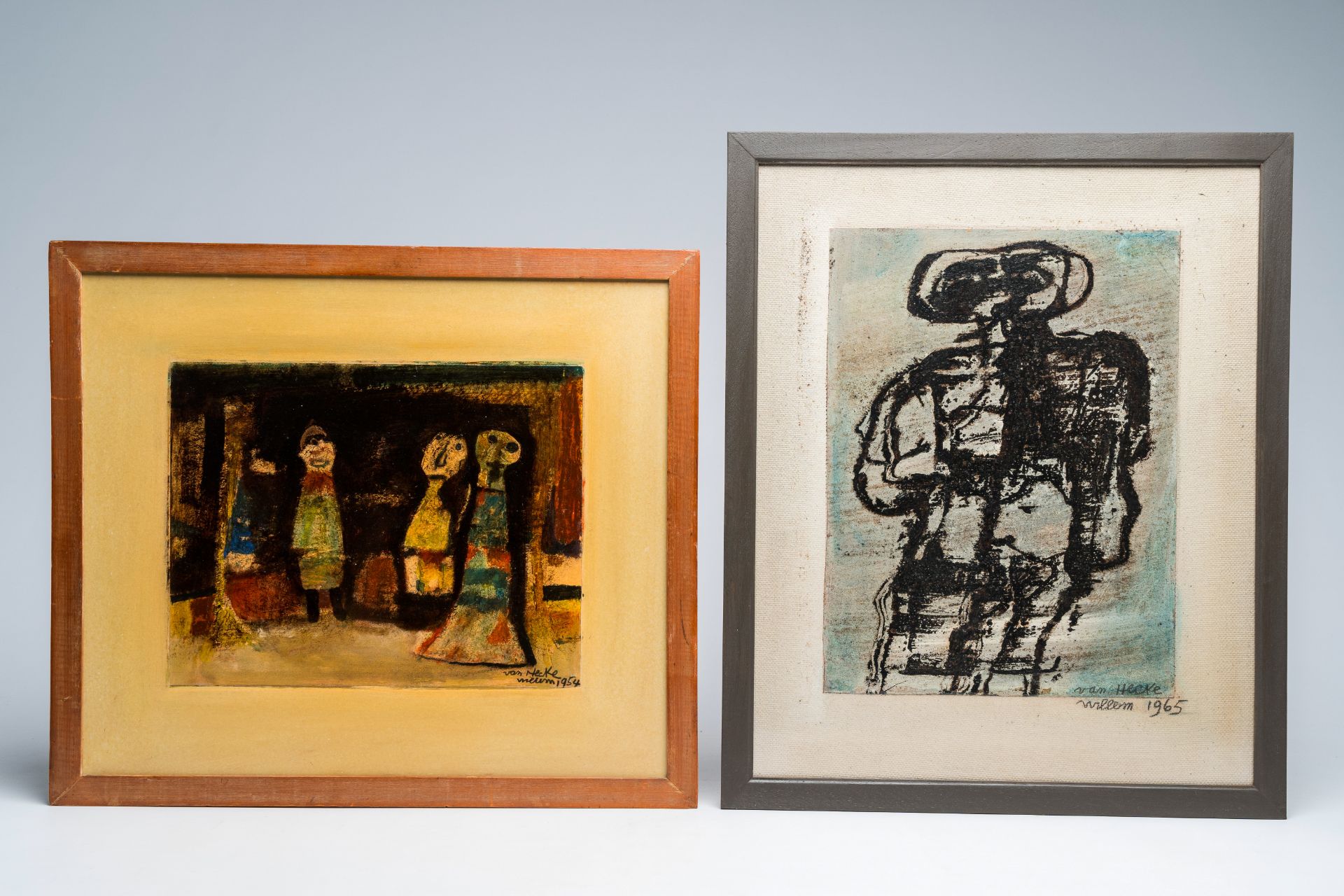 Willem Van Hecke (1893-1976): Two compositions, oil on paper and board, dated 1954 and 1965