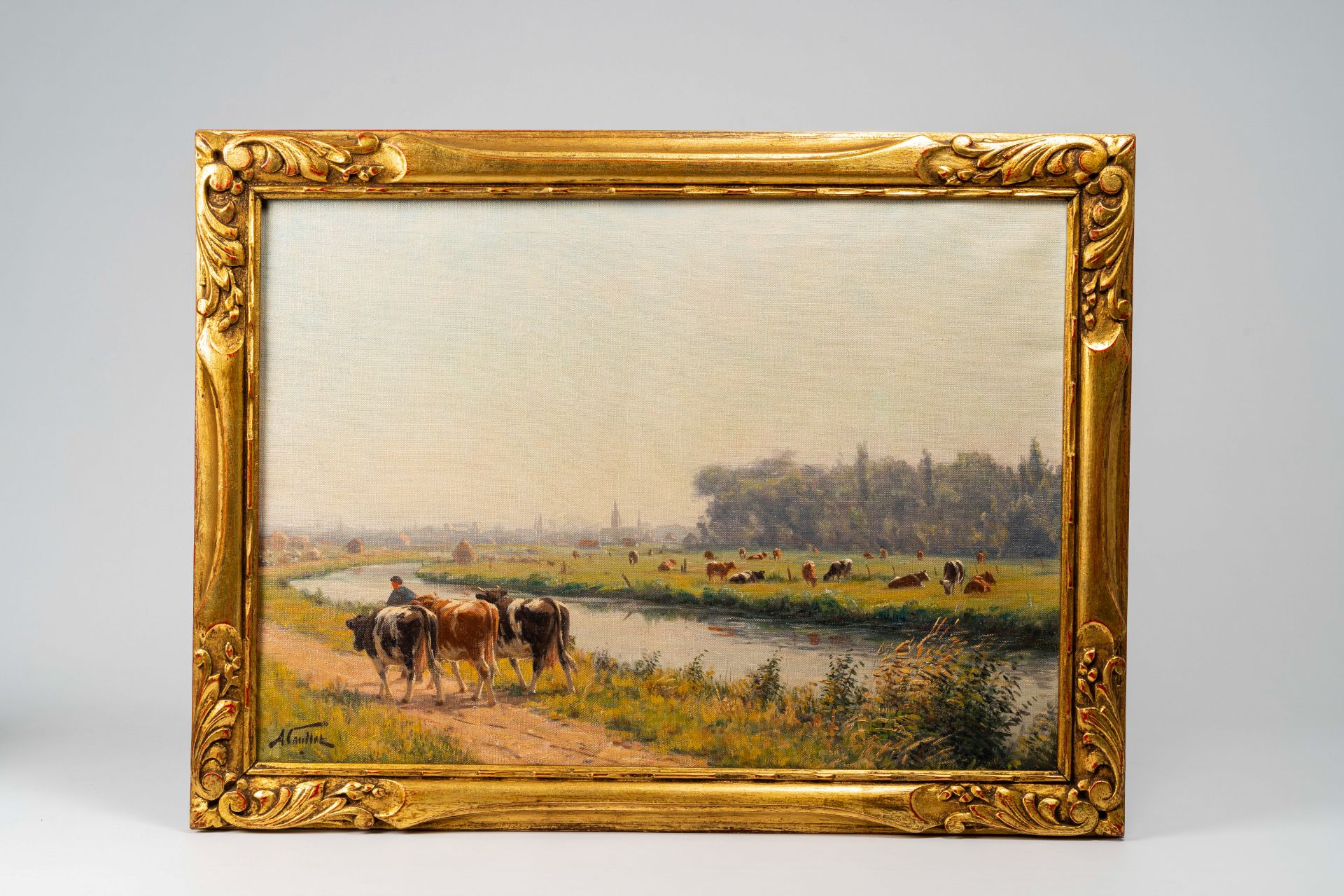 Albert Caullet (1875-1950): Along the banks of the river, oil on canvas - Image 2 of 5