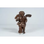 An Flemish carved oak wood angel with a book, 18th C.