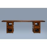 A long Chinese wood console table, 20th C.