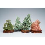 Four various Chinese hardstone carvings, 20th C.