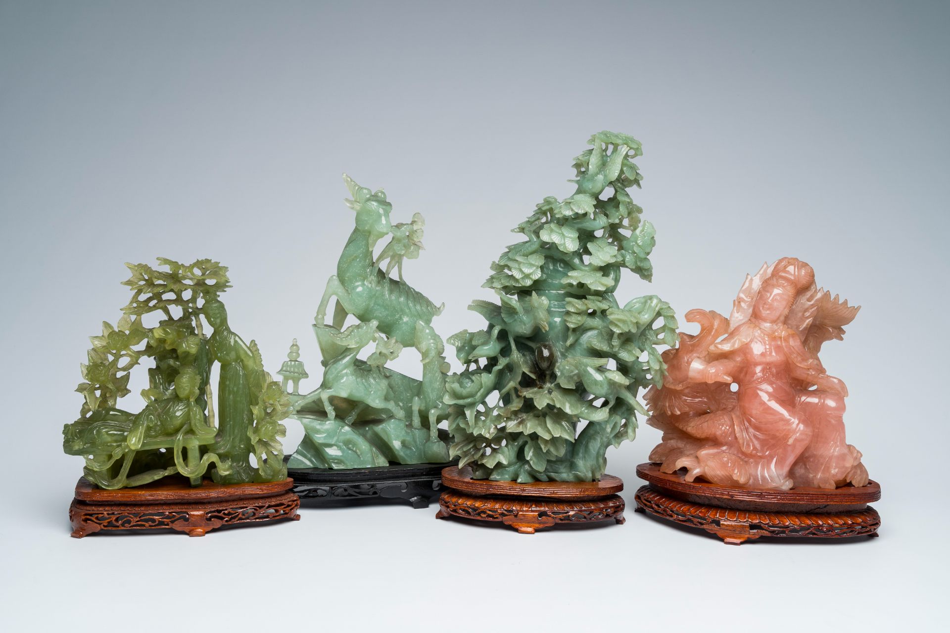 Four various Chinese hardstone carvings, 20th C.