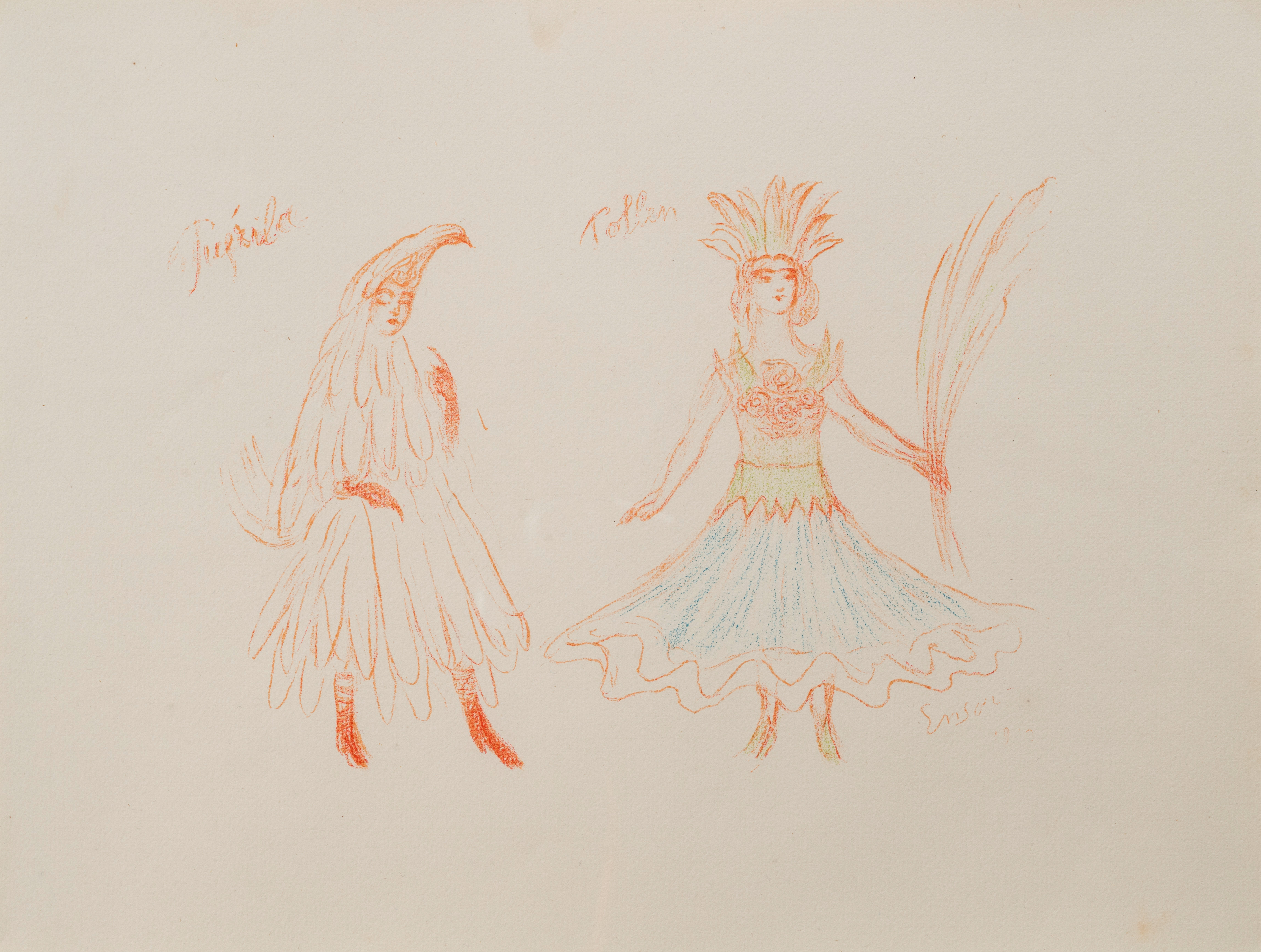 James Ensor (1860-1949): 'PuÃ©rila (PuÃ©rilla) and Tollen', lithograph in colours, [1929]