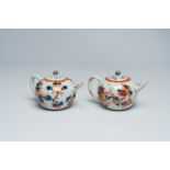 Two Chinese Imari style teapots and covers with floral design, Kangxi