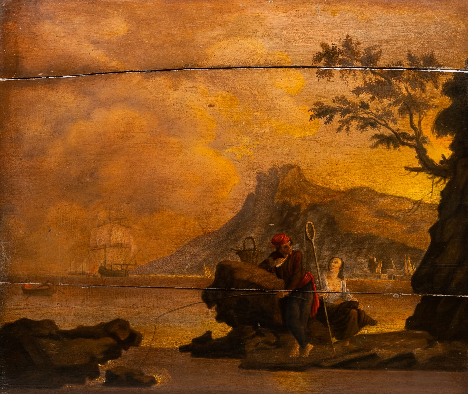 French school, in the manner of Joseph Vernet (1714-1789): Fishermen in a Mediterranean landscape, o