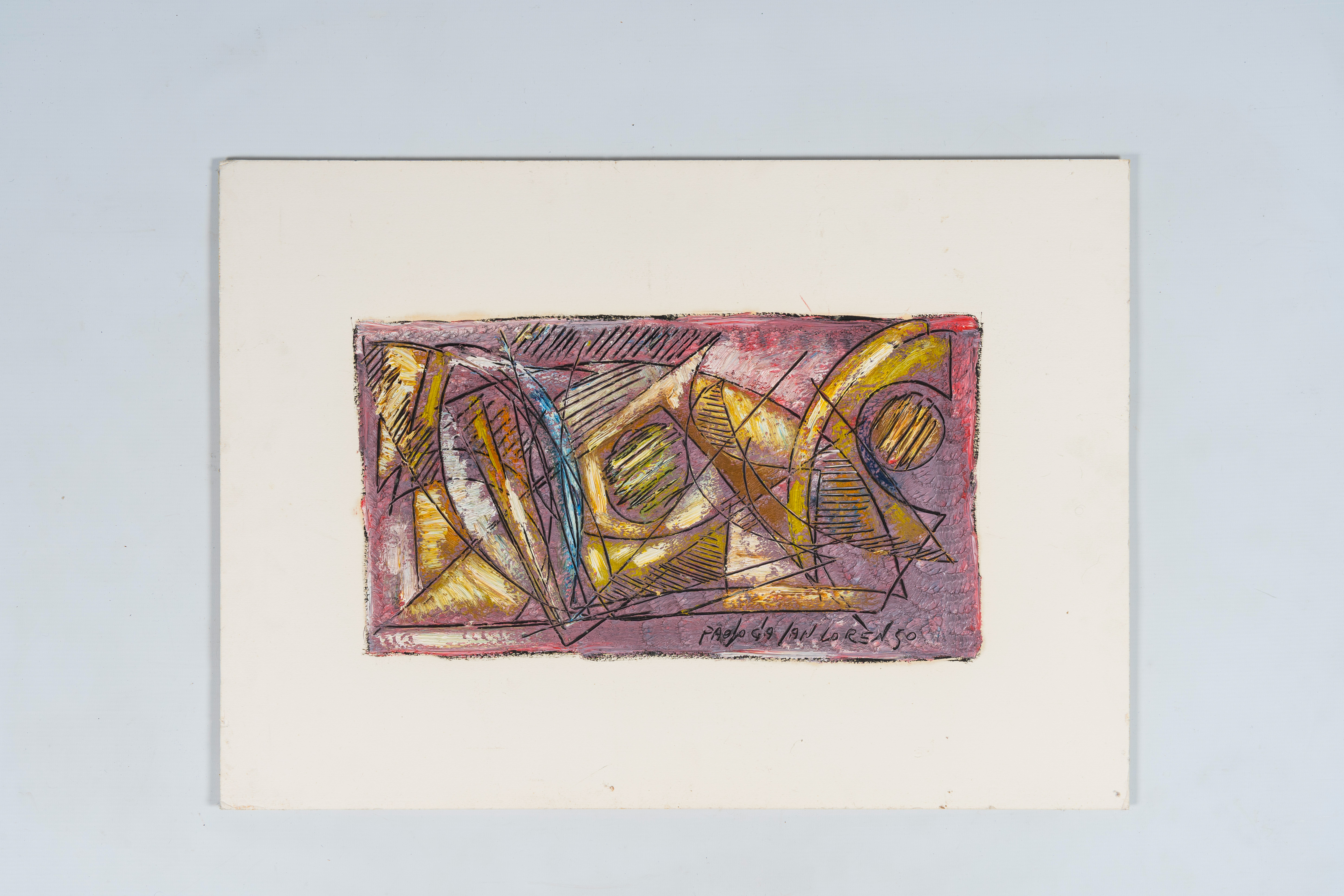 Paolo da San Lorenzo (1935): Abstract composition, oil on paper - Image 2 of 4