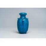 A Chinese monochrome turquoise vase, 19th C.