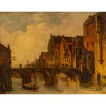 Belgian school, attributed to Jean Baptiste Van Moer (1819-1884): Animated Ghent city view