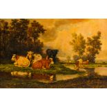 Louis Coignard (1812-1883): Cattle in a landscape, oil on canvas