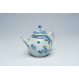 A Chinese blue and white teapot and cover with a boy and water buffalos, probably Ca Mau wreck, Yong