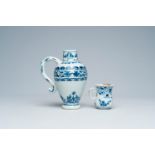 A Chinese blue and white ewer and a rare handled cup, Transitional period and Kangxi