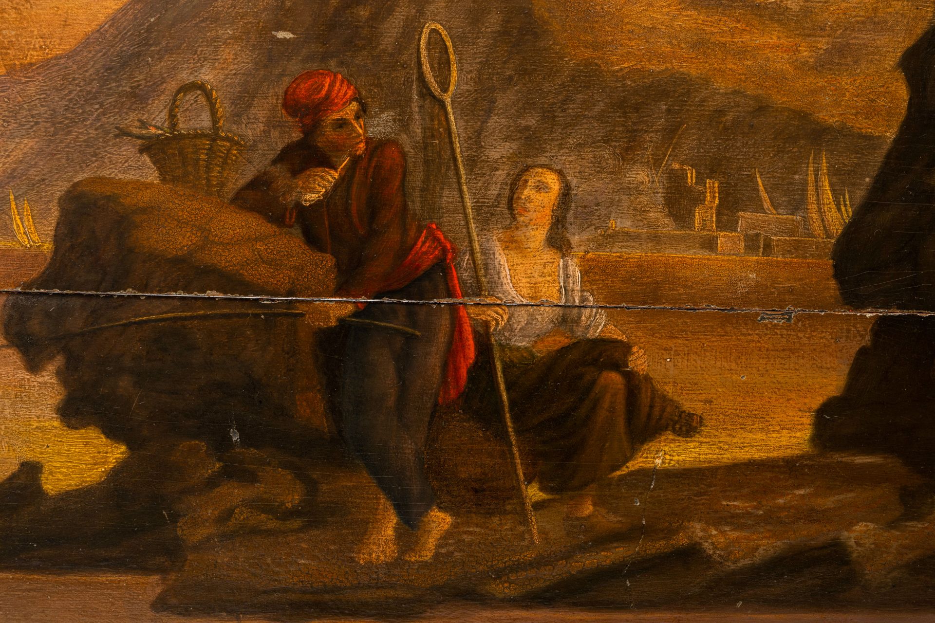 French school, in the manner of Joseph Vernet (1714-1789): Fishermen in a Mediterranean landscape, o - Image 4 of 5