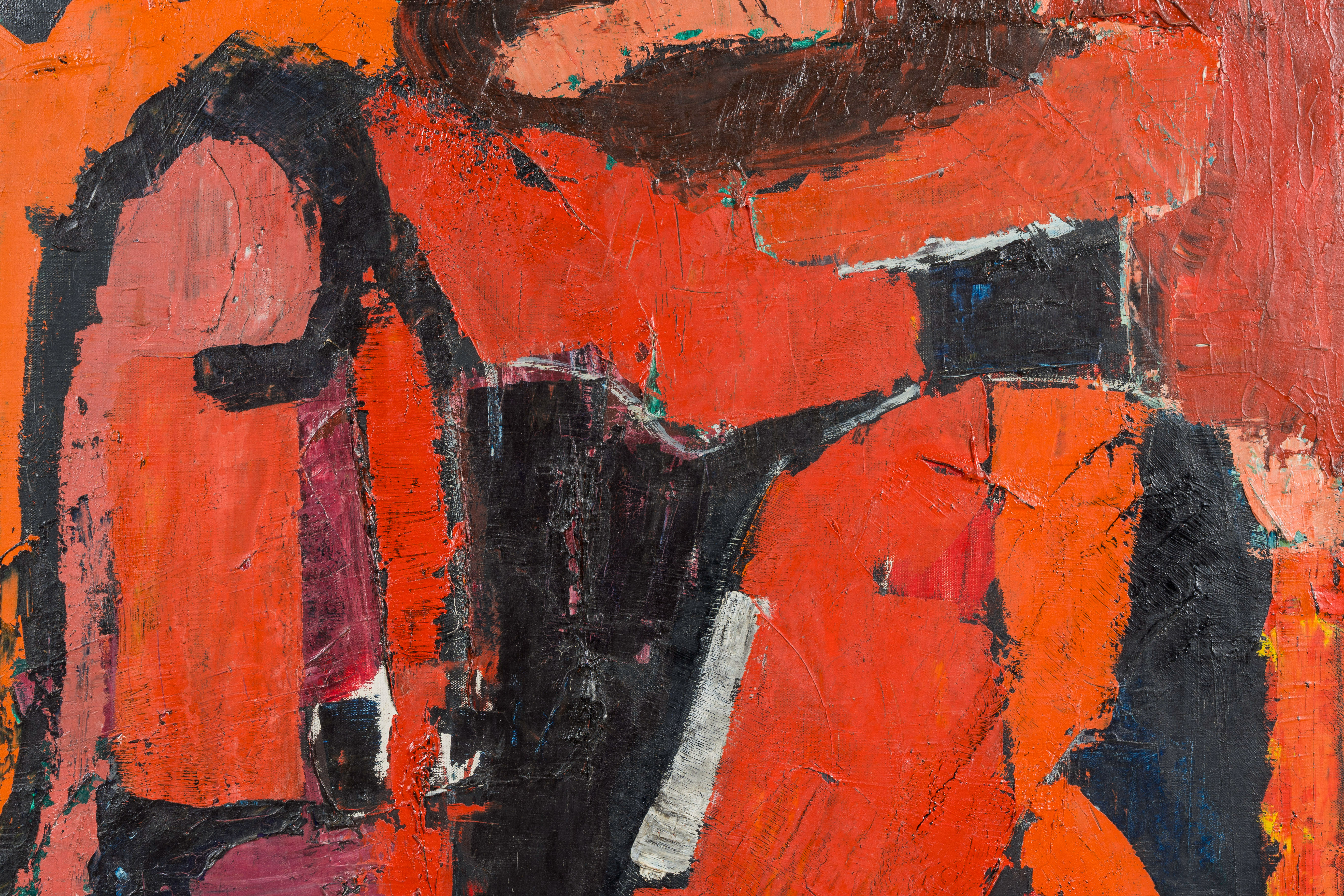 Attributed to Octave Pirlet (1914-1979): Abstract composition, oil on canvas - Image 4 of 7