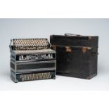 An Belgian 'Camille Parys' chromatic accordion with button keyboard and box, ca. 1920
