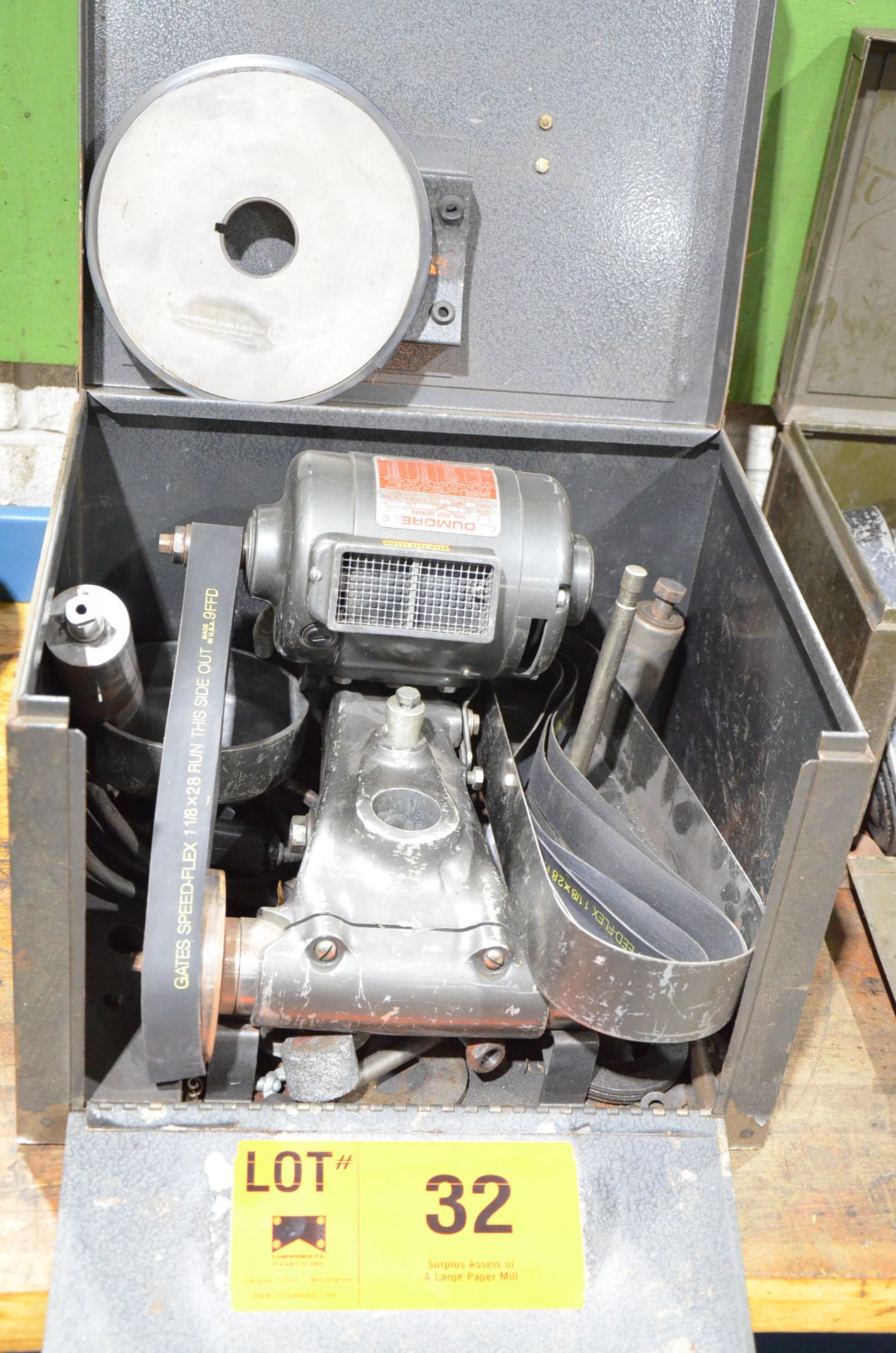 DUMORE TOOL POST GRINDER WITH 5" MAX. DIAMETER WHEEL, SPEEDS TO 10,000 RPM, S/N: 8073-6023 [