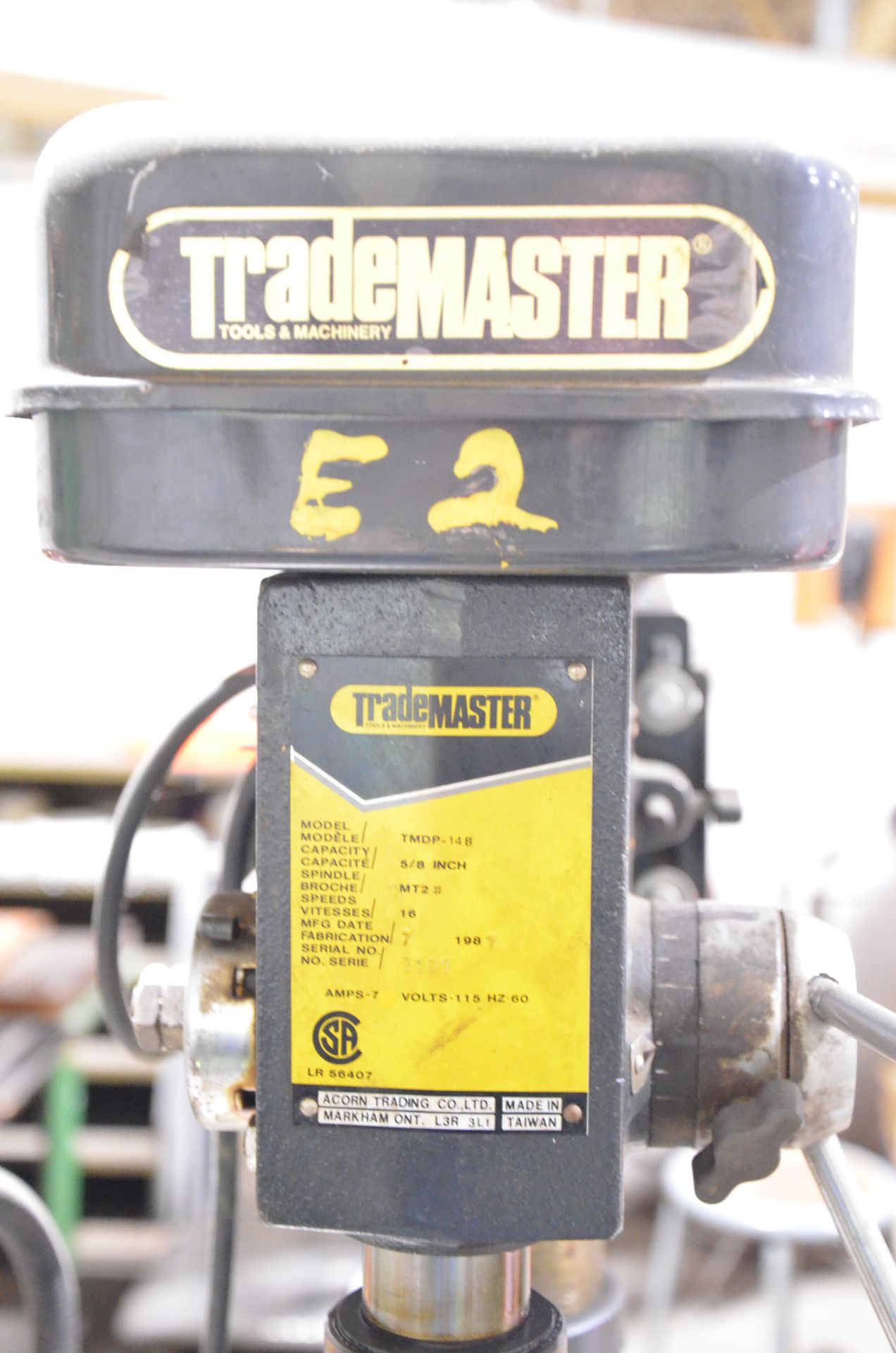 TRADEMASTER TMDP-14B 16-SPEED BENCH TYPE DRILL PRESS WITH 13.5" DIA. TABLE, 5/8" CAPACITY, DRILL - Image 3 of 4