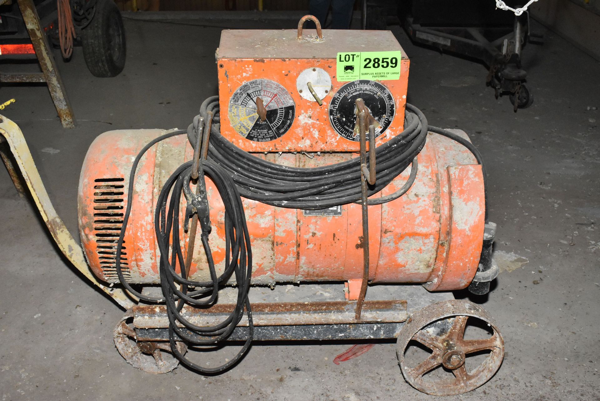 MFG. UNKNOWN BULLET WELDER WITH CABLES, S/N: N/A [RIGGING FEE FOR LOT #2859 - $50 USD PLUS