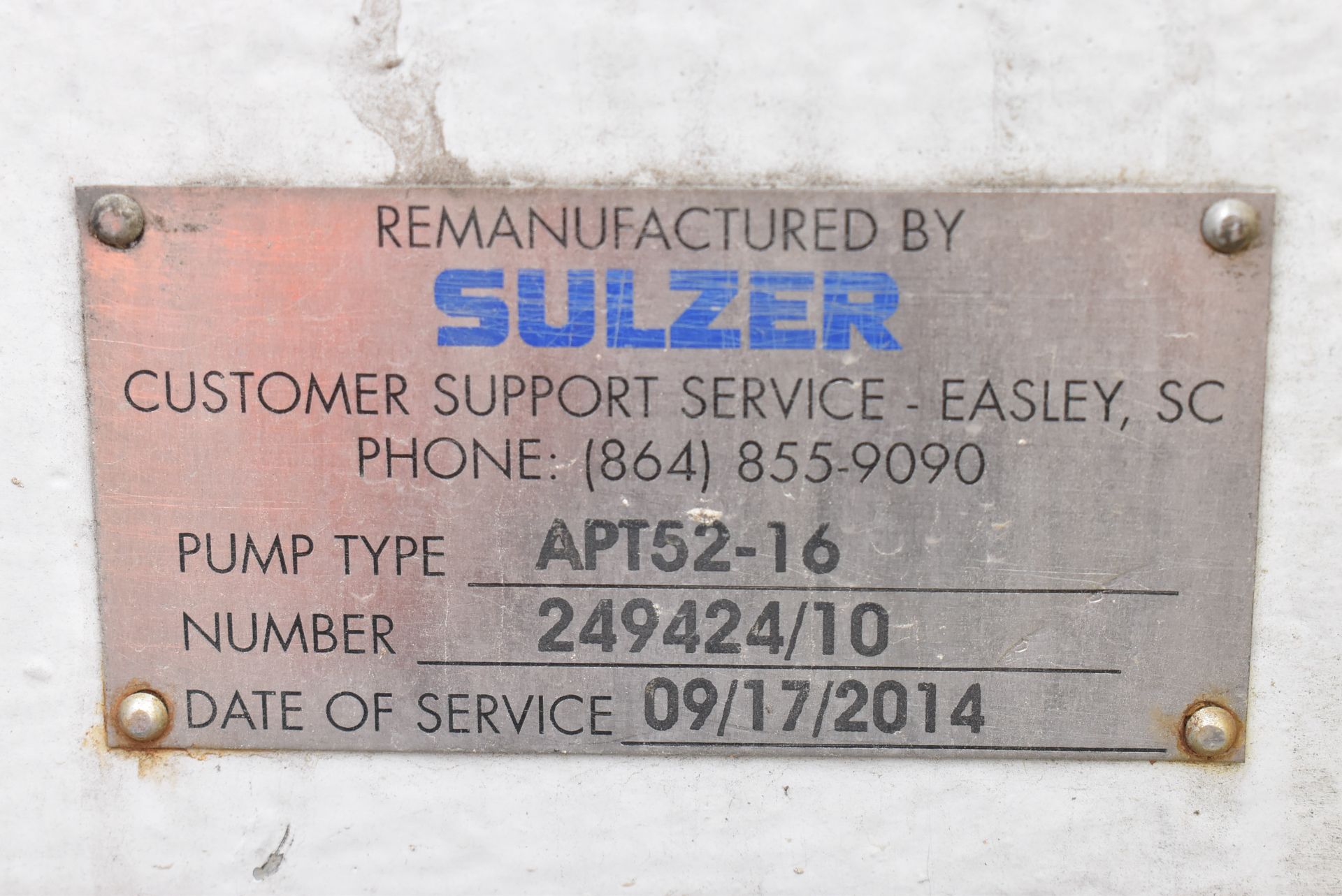 SULZER (2010) APT 52-16 16X16-20 STAINLESS STEEL CENTRIFUGAL PUMP WITH 1190 RPM, BACK PULL OUT - Image 5 of 6