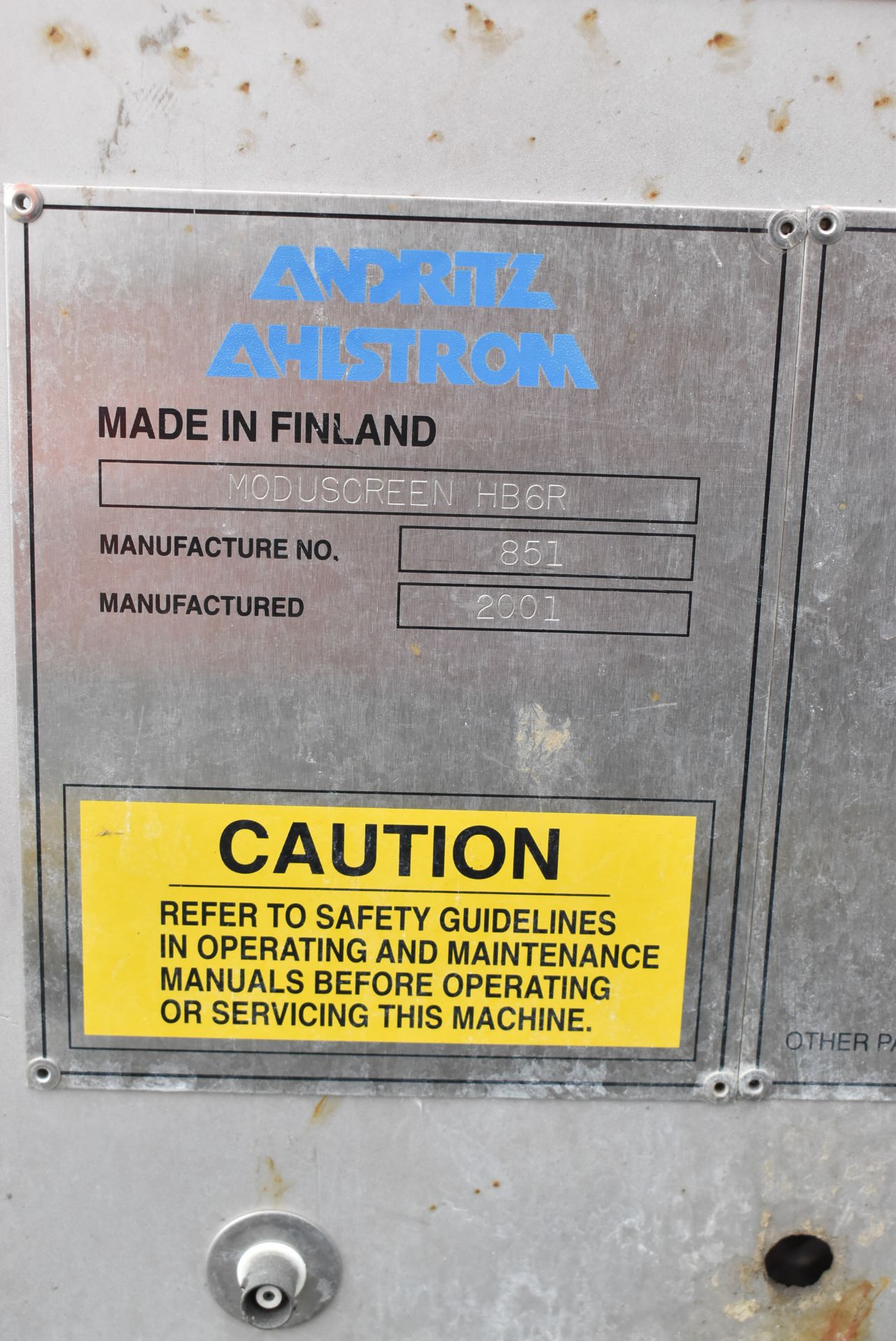 ANDRITZ AHLSTROM MODUSCREEN HB6R HIGH PRESSURE STAINLESS STEEL FINE SCREENING UNIT WITH 90" DIA. X - Image 3 of 3