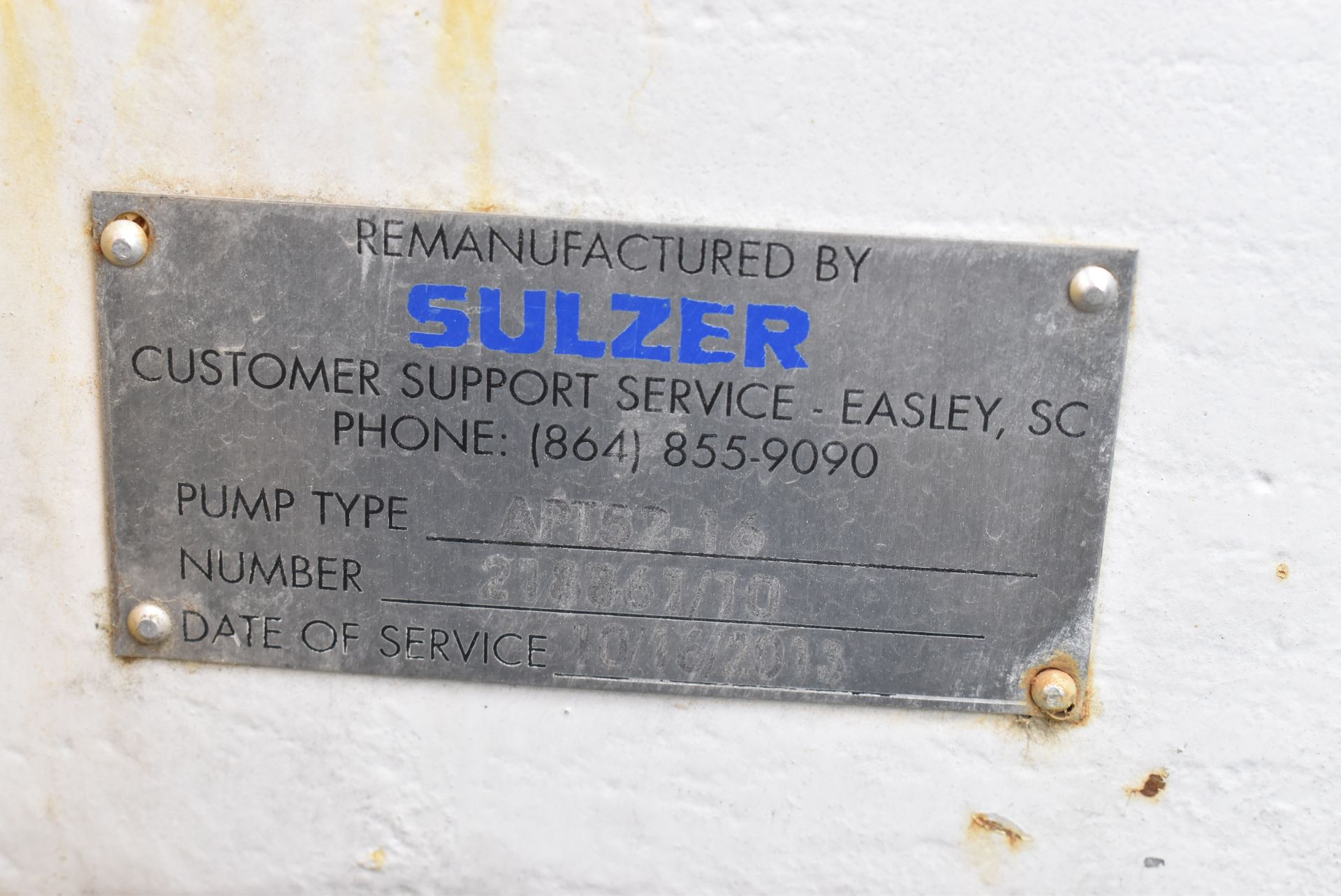 SULZER (2010) APT 52-16 16X16-20 STAINLESS STEEL CENTRIFUGAL PUMP WITH 1190 RPM, BACK PULL OUT - Image 5 of 5