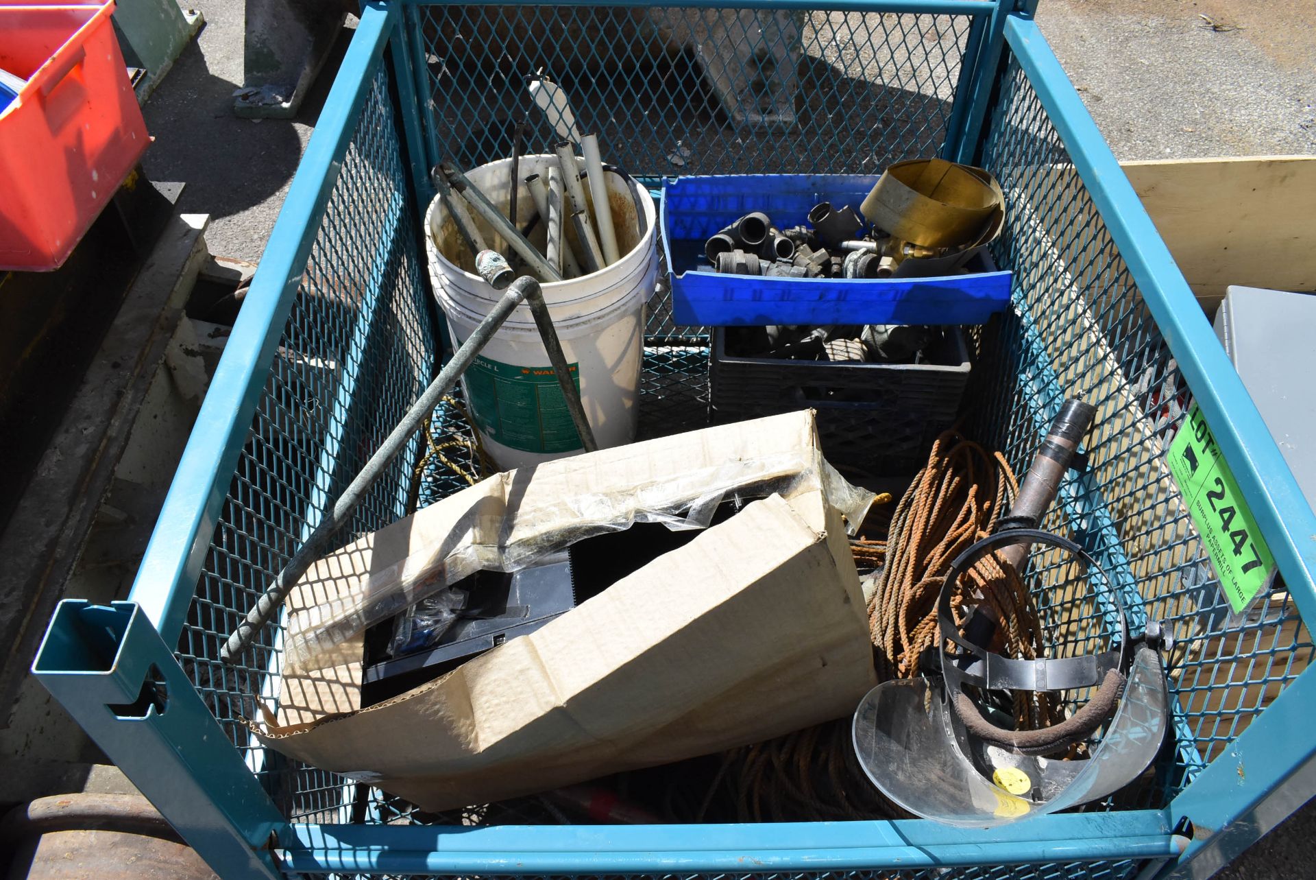 LOT/ PARTS BASKET WITH SHOP SUPPLIES, HARDWARE, FITTINGS, TOOLS [RIGGING FEE FOR LOT #2447 - $25 USD - Image 2 of 2