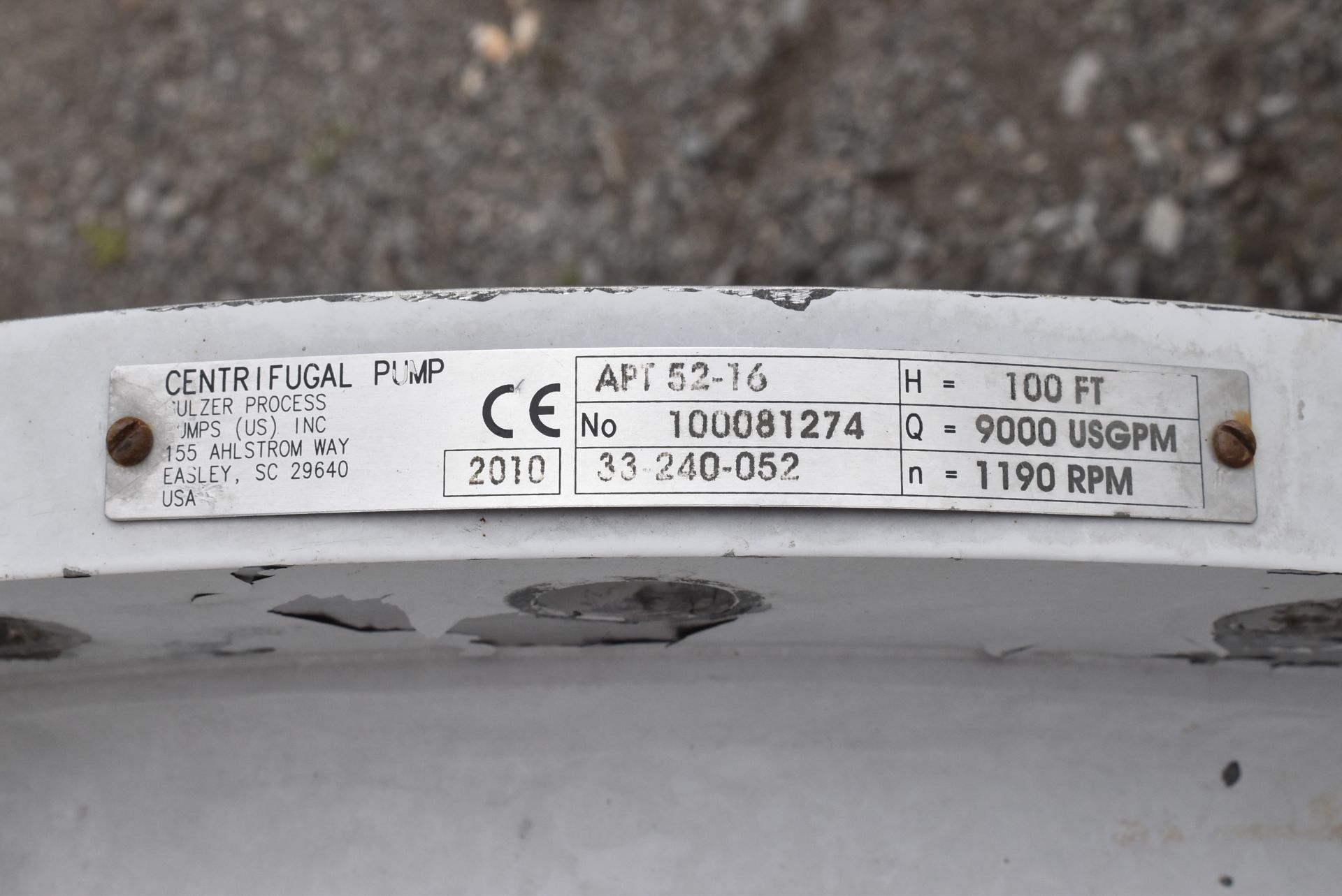 SULZER (2010) APT 52-16 16X16-20 STAINLESS STEEL CENTRIFUGAL PUMP WITH 1190 RPM, BACK PULL OUT - Image 4 of 5