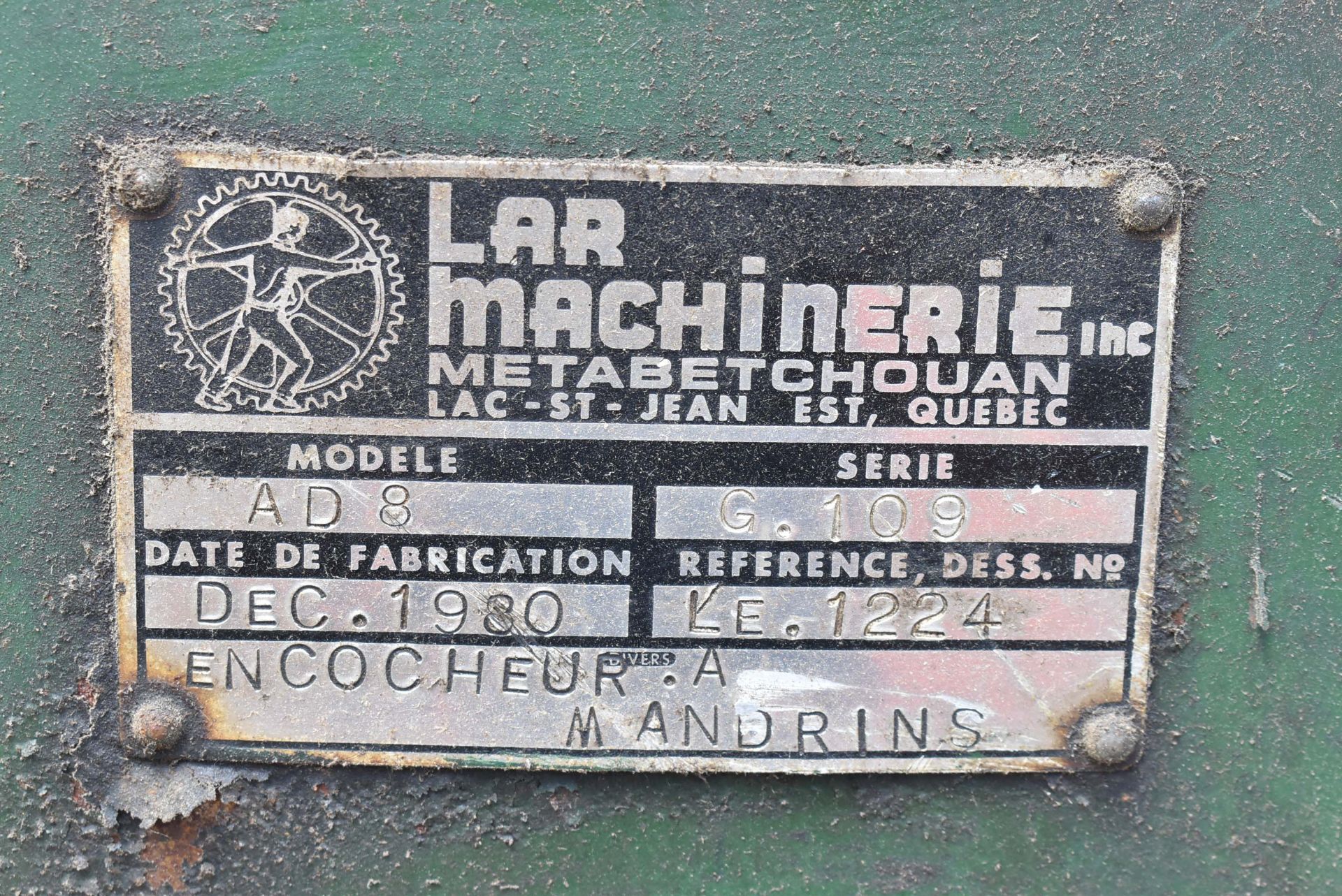 LAR MACHINERIE AD8 NOTCHING MACHINE, S/N: G.109 (CI) [RIGGING FEE FOR LOT #2402 - $25 USD PLUS - Image 4 of 4