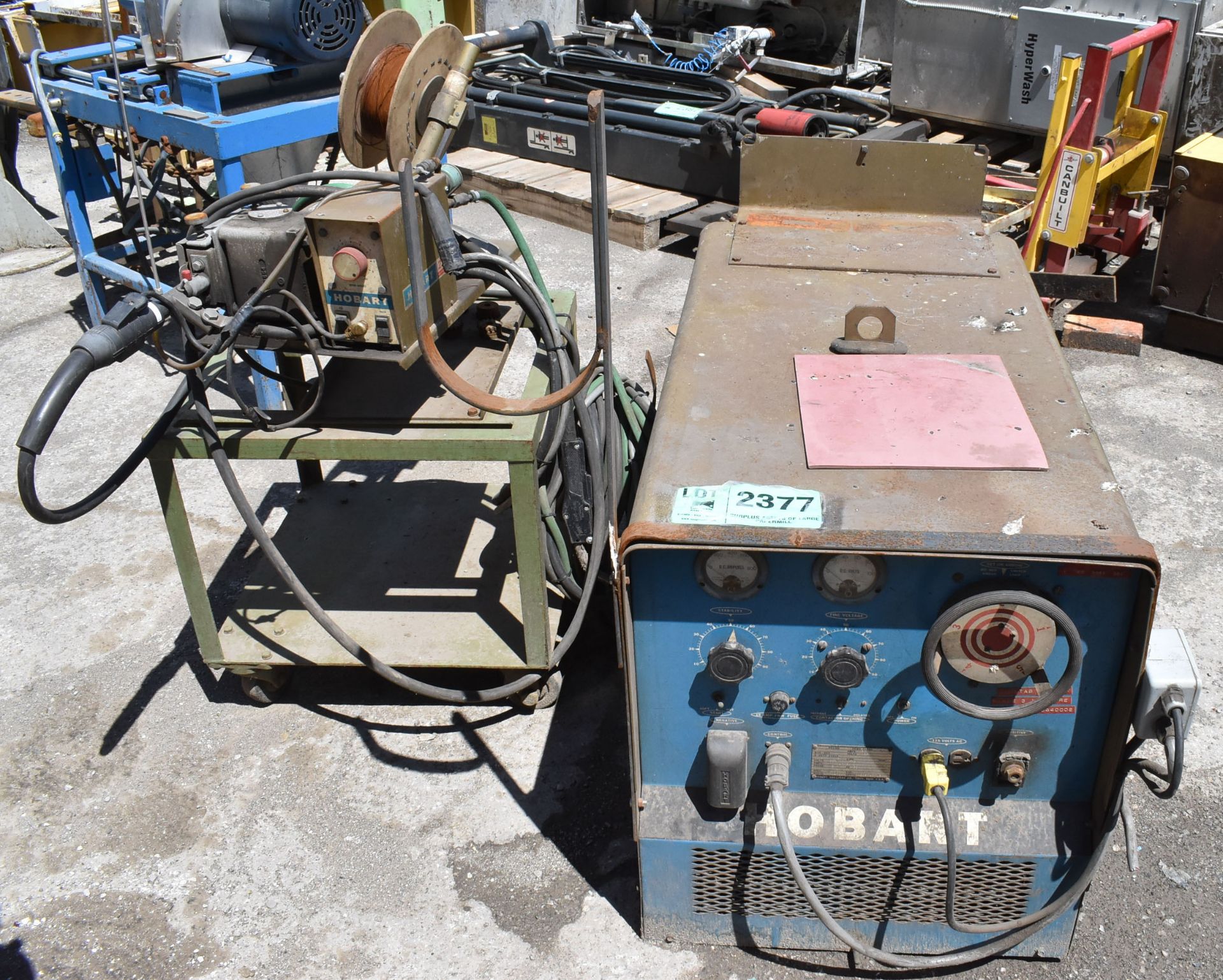 HOBART RC-500 MIG WELDER WITH HOBART 16DA-3915B WIRE FEEDER, CABLES & GUN, S/N: 20RT-7618 [RIGGING