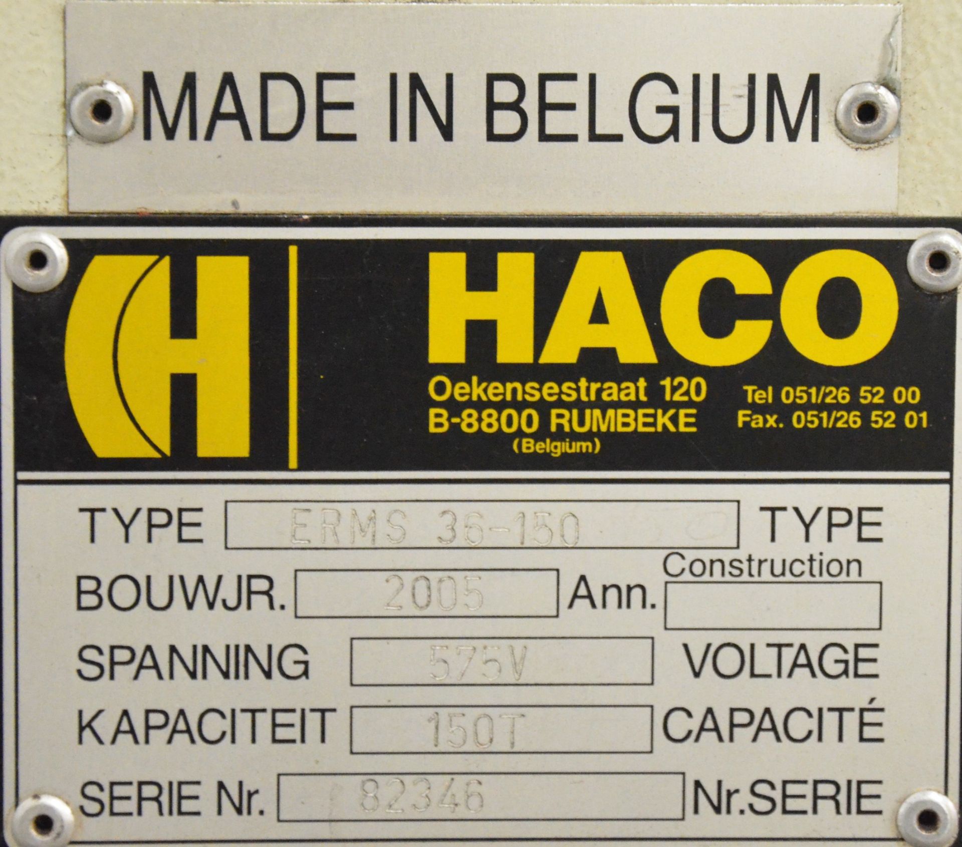 HACO (2005) ERMS 36-150 12' X 150 TON CNC HYDRAULIC BRAKE PRESS WITH HACO ATS 2-AXIS CNC BACK GAUGE, - Image 7 of 10