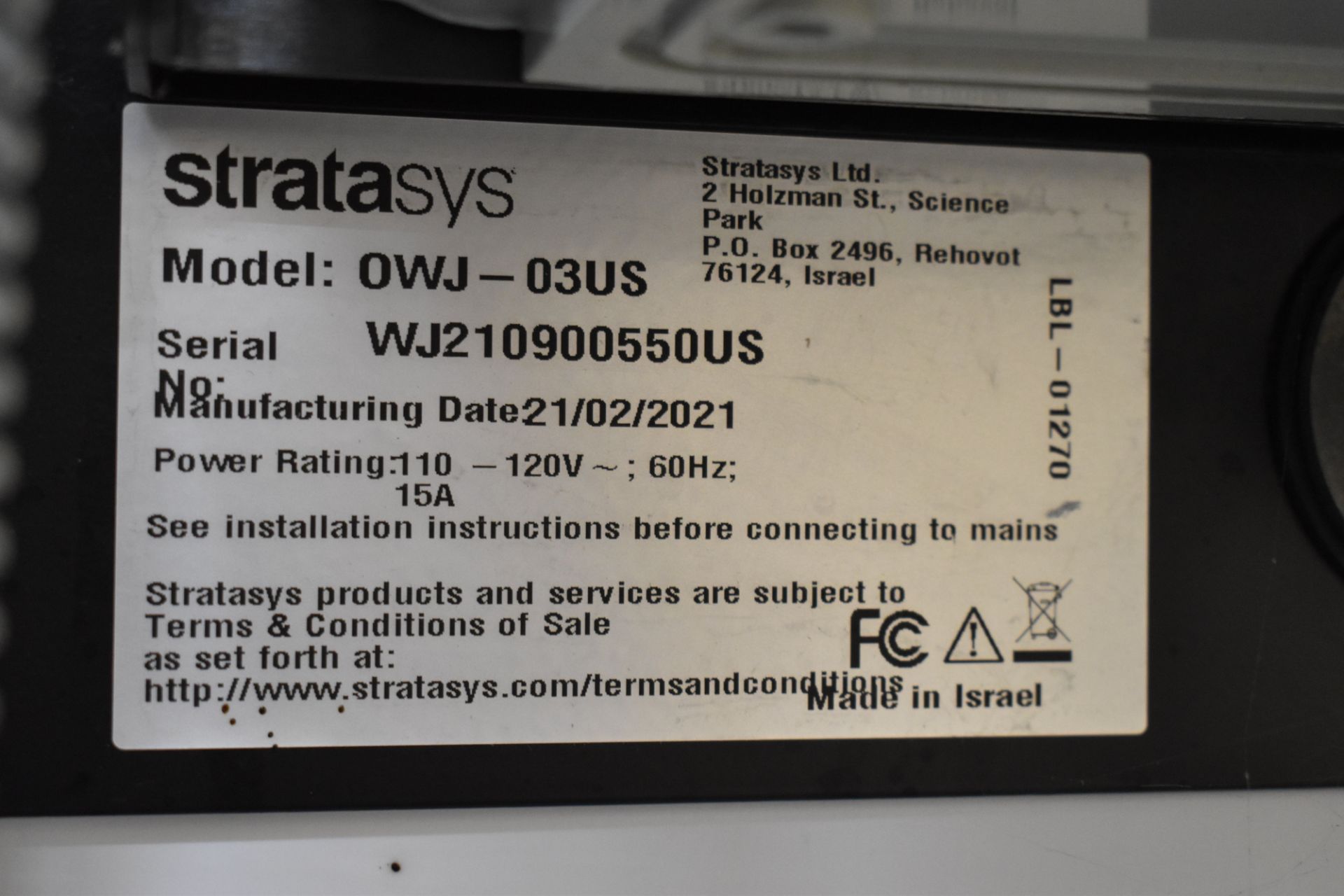 STRATASYS (2021) OWJ-03US STANDALONE WATERJET 3D PARTS CLEANER WITH KARCHER POWER WASHER, S/N: - Image 5 of 5